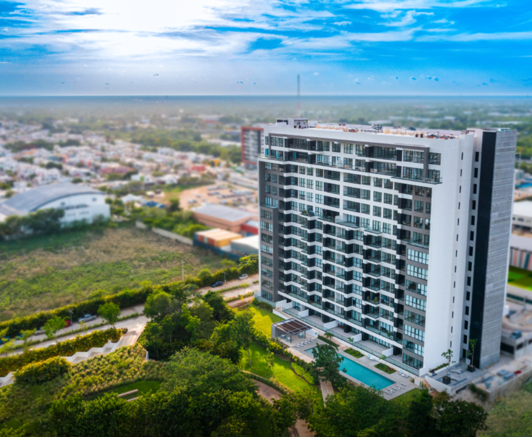 Vista aérea de Torre Índico en Vía Montejo